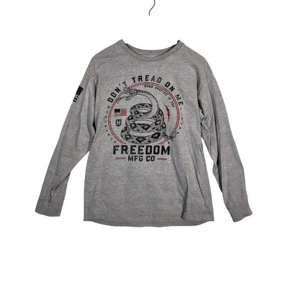Howitzer MFG Men's Longsleeve Tee Don't Tread On Me Military Grunt USA Sz L Gray - Picture 1 of 5